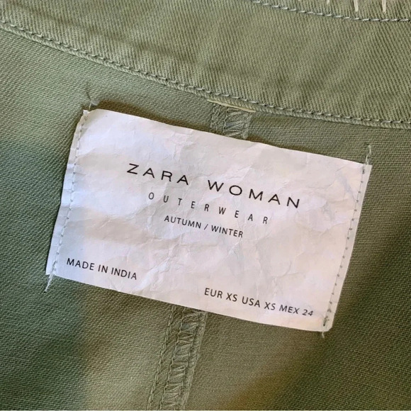 Zara Tassel Pom Crochet Fringe Boho Utility Jacket Green Size XS - Picture 8 of 15